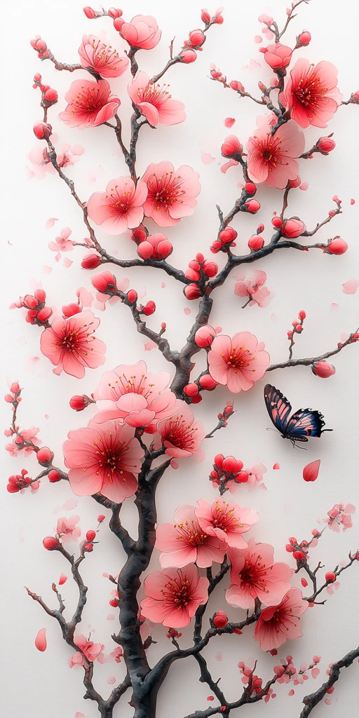 樱花枝蝴蝶图案