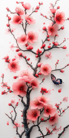 樱花枝蝴蝶图案
