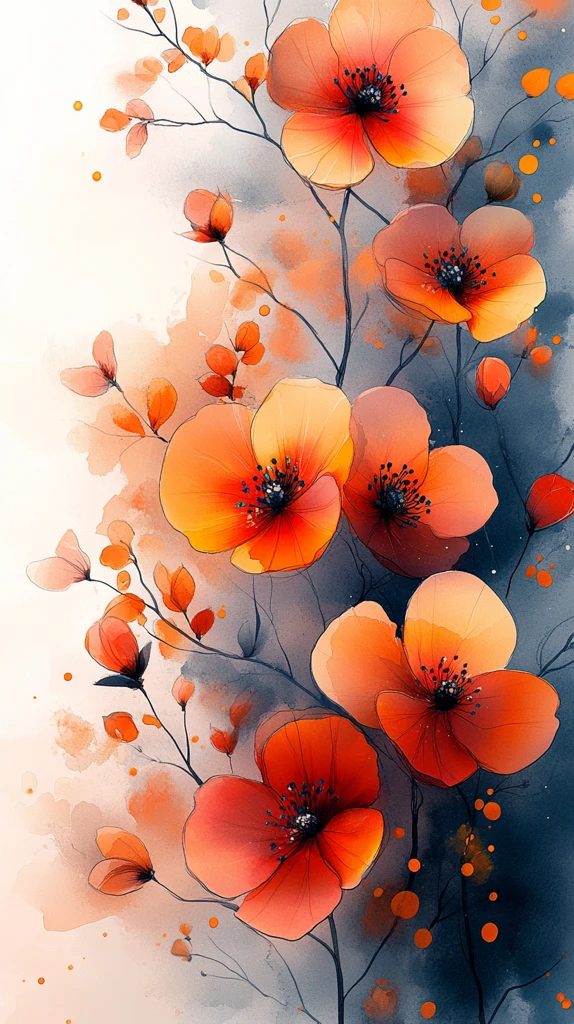 水彩花卉笔触背景