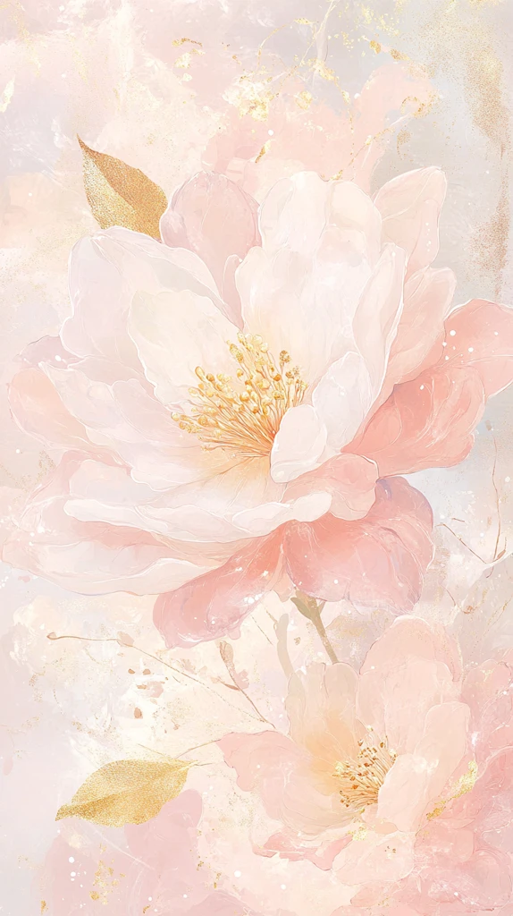 金色茶花水彩画