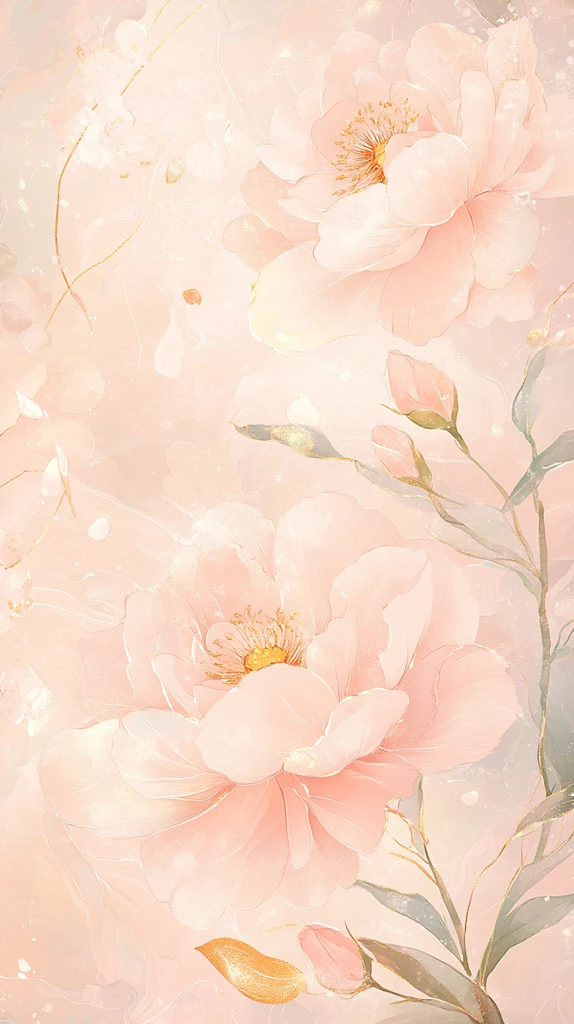 金色茶花水彩画