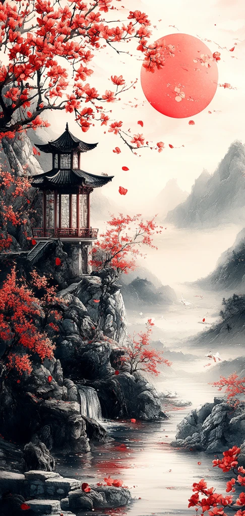 墨石清茶蓝红壁纸