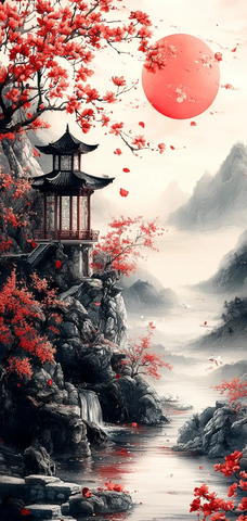 墨石清茶蓝红壁纸