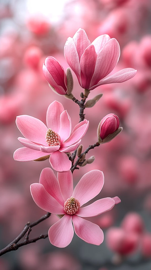 木兰花枝水彩画