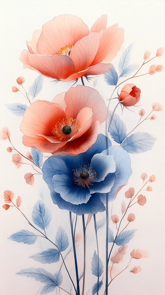 和平日水彩花卉