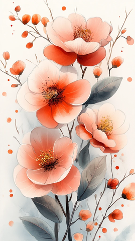 和平日水彩花卉