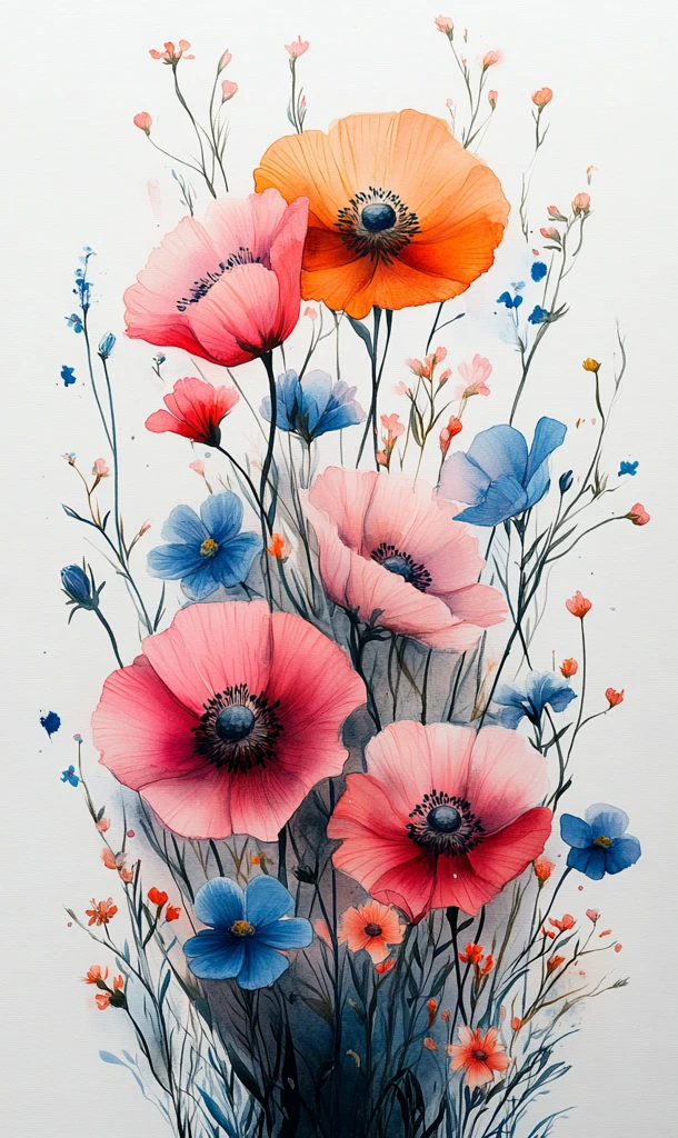 彩色水彩花卉图