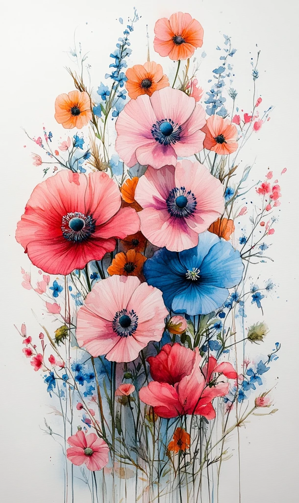 彩色水彩花卉图