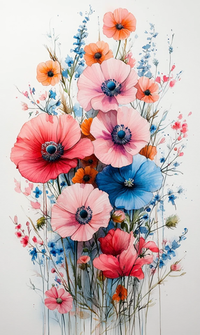 彩色水彩花卉图