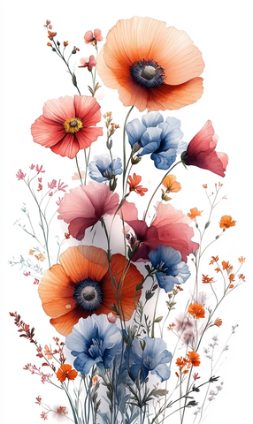 彩色水彩花卉图