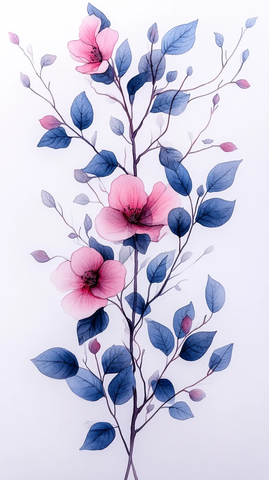 粉色花枝与绿藤