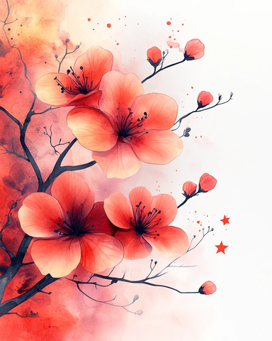 水彩花瓣空白卡片