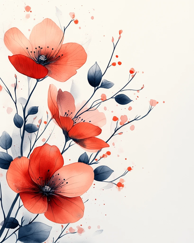 水彩花瓣空白卡片