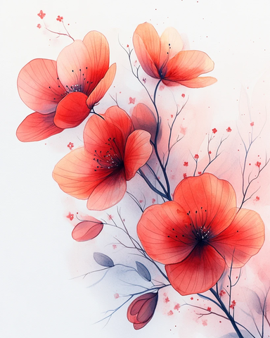 水彩花瓣空白卡片