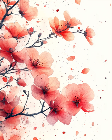 水彩花瓣空白卡片