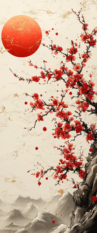 红白花纹圆设计