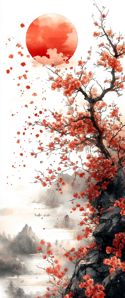 红白花纹圆设计