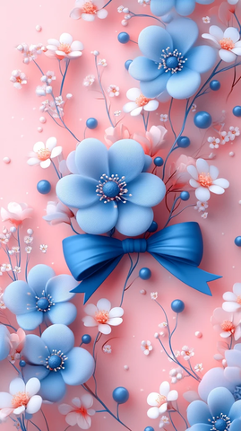 粉色花瓣蝴蝶结图案