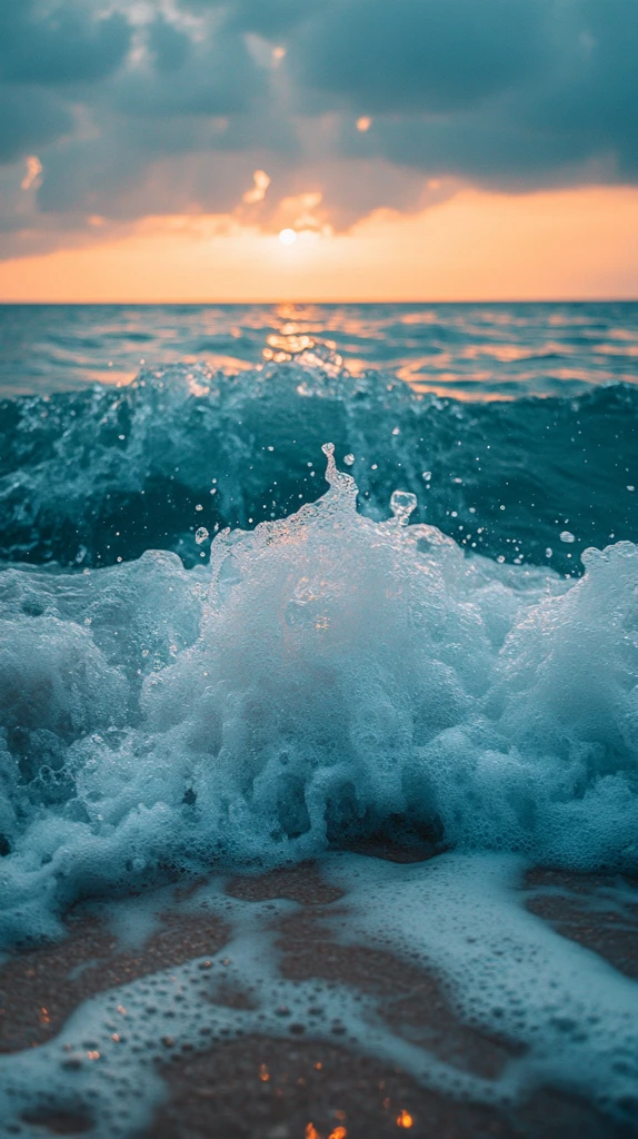 海平线绿光晕染