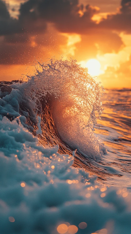 海平线绿光晕染