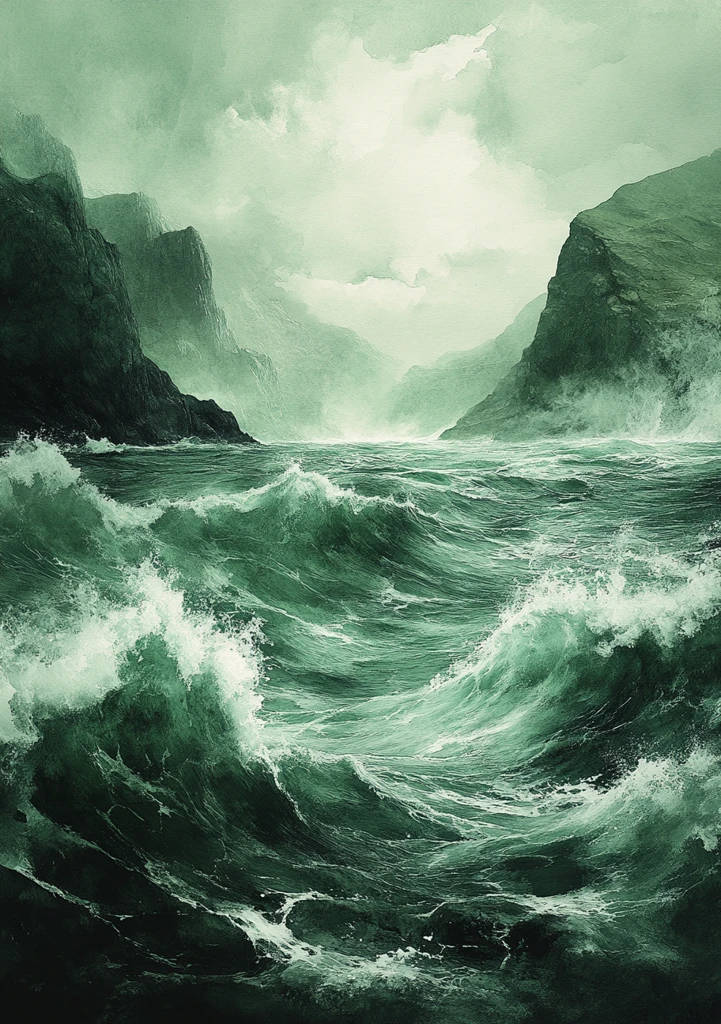 绿色水彩波浪背景