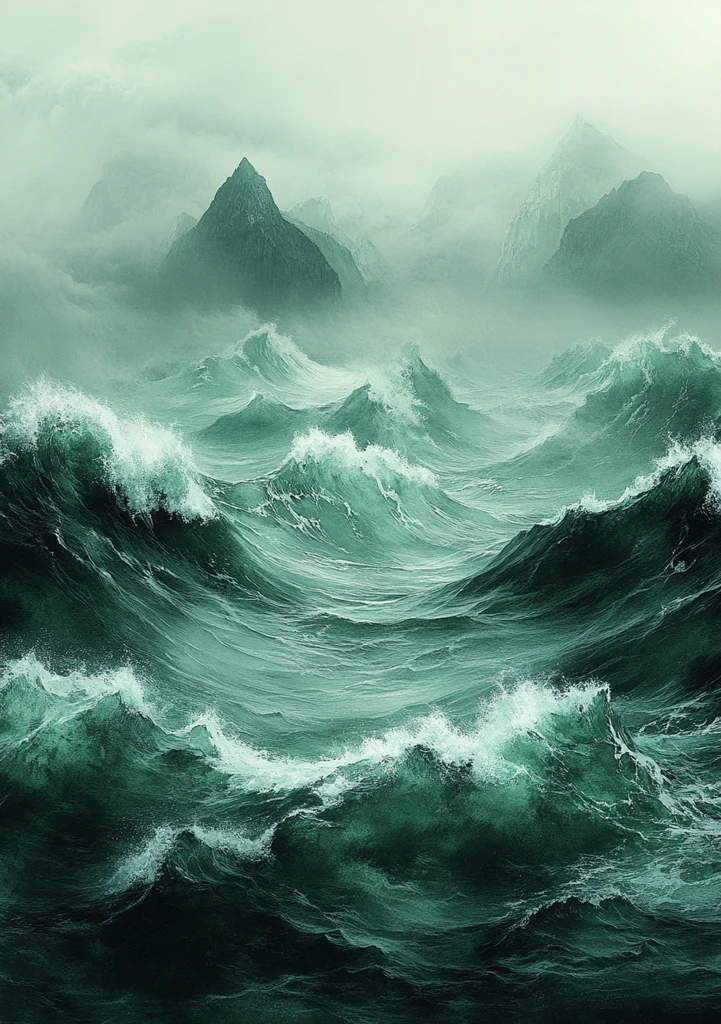 绿色水彩波浪背景