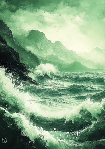 绿色水彩波浪背景