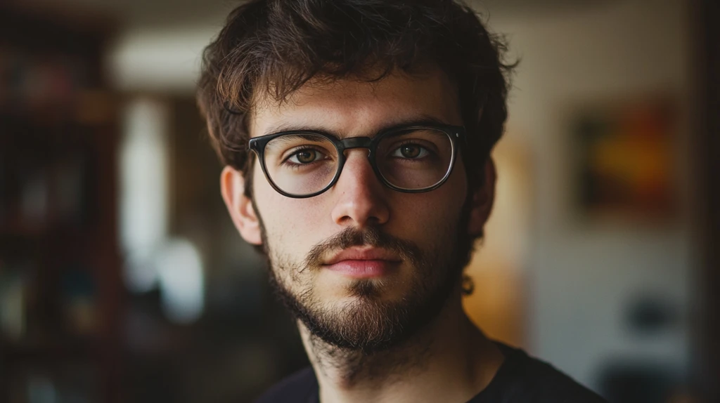 戴眼镜白人青年