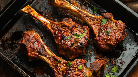 烤羊腿美食特写棒骨