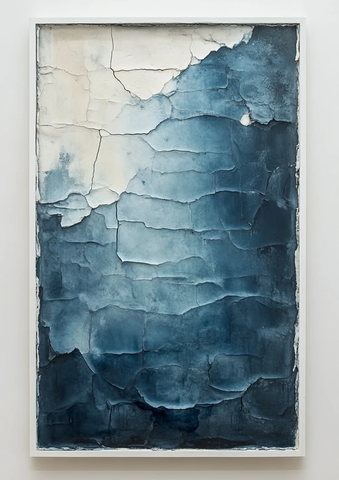 蓝白矩形框与污渍