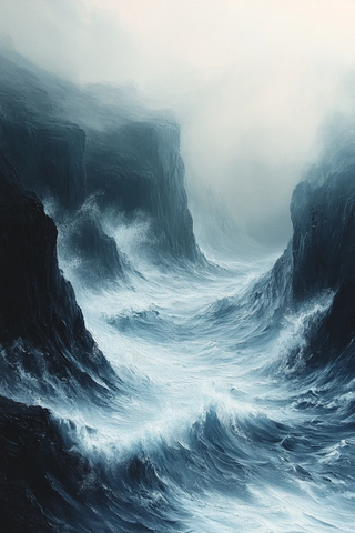 油田蓝灰抽象画