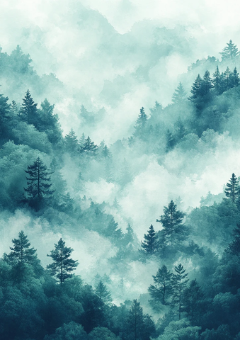 海军绿雾气水彩