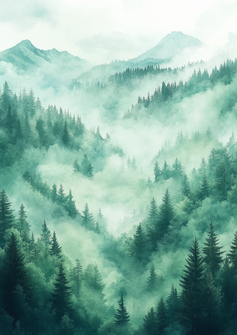 海军绿雾气水彩