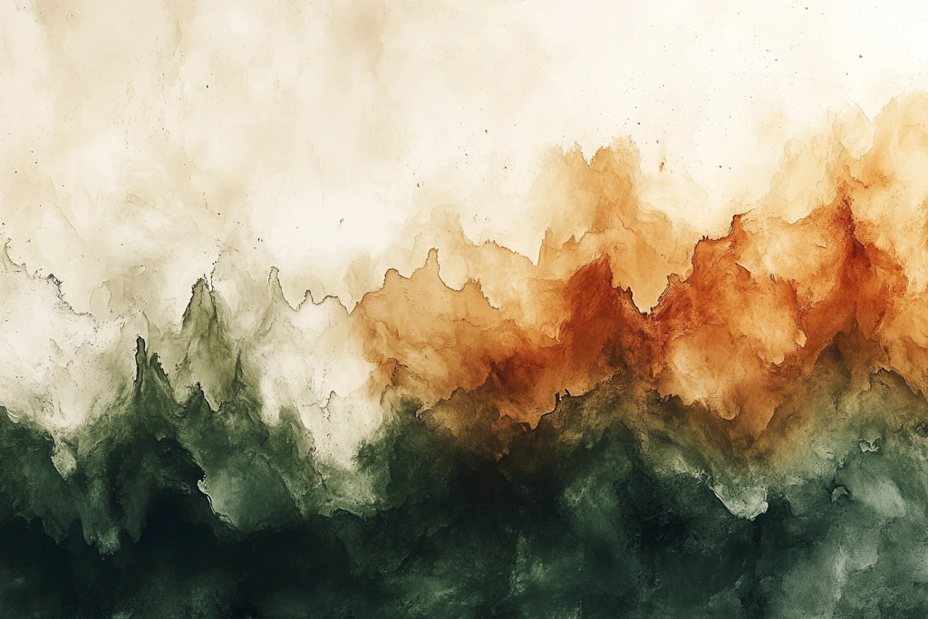 棕绿白水彩背景