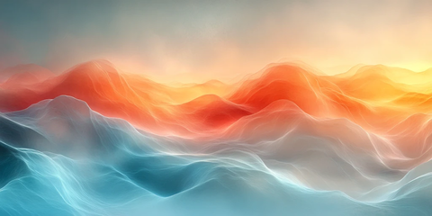 浅蓝暖米渐变波浪