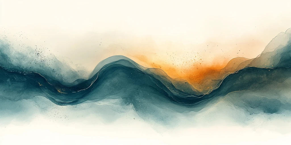 浅蓝暖米渐变波浪