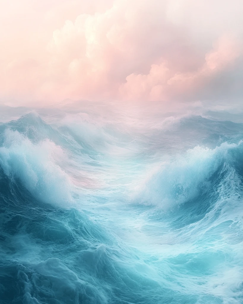 海天一色浪花涌