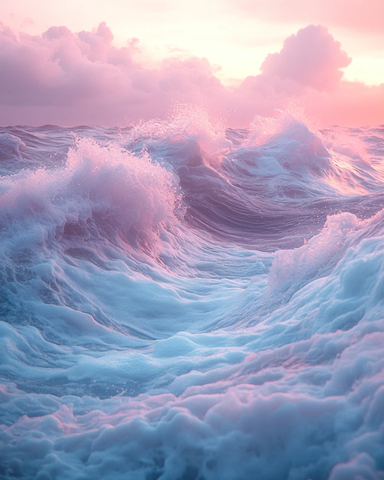 海天一色浪花涌