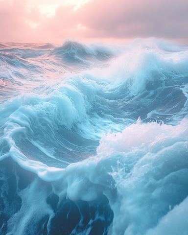 海天一色浪花涌