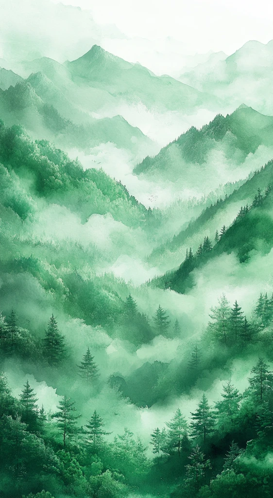 绿云白底手机壁纸