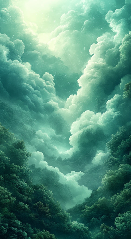 绿云白底手机壁纸