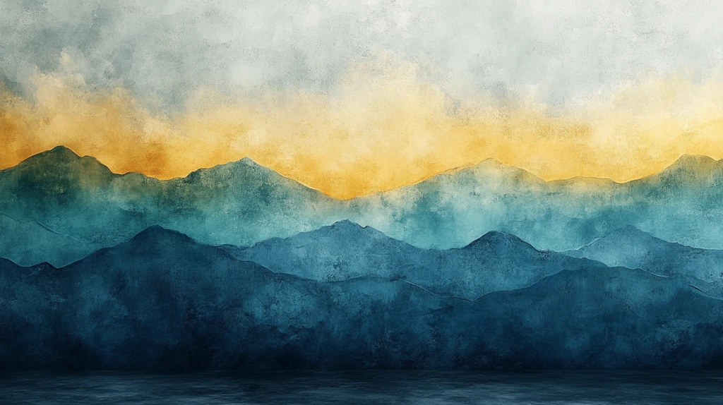 蓝绿黄水彩自然