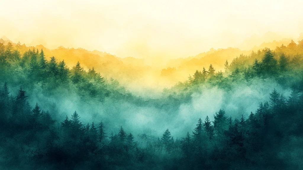 蓝绿黄水彩自然