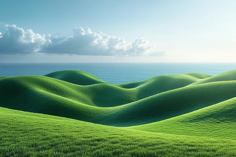 绿色山丘与蓝天