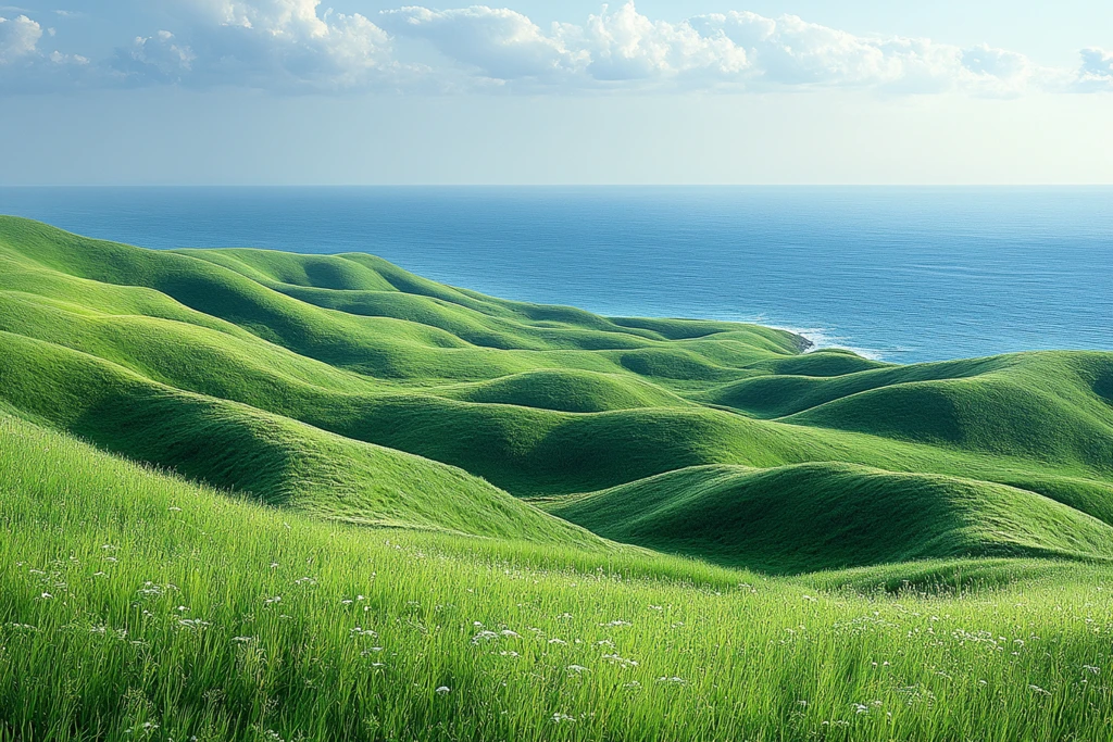 绿色山丘与蓝天