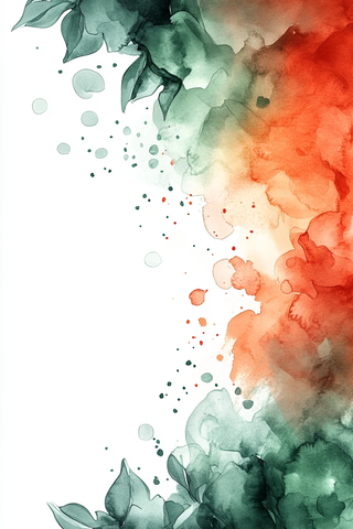 水彩边框白背景