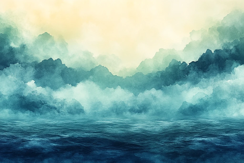 水彩天空绿渐变