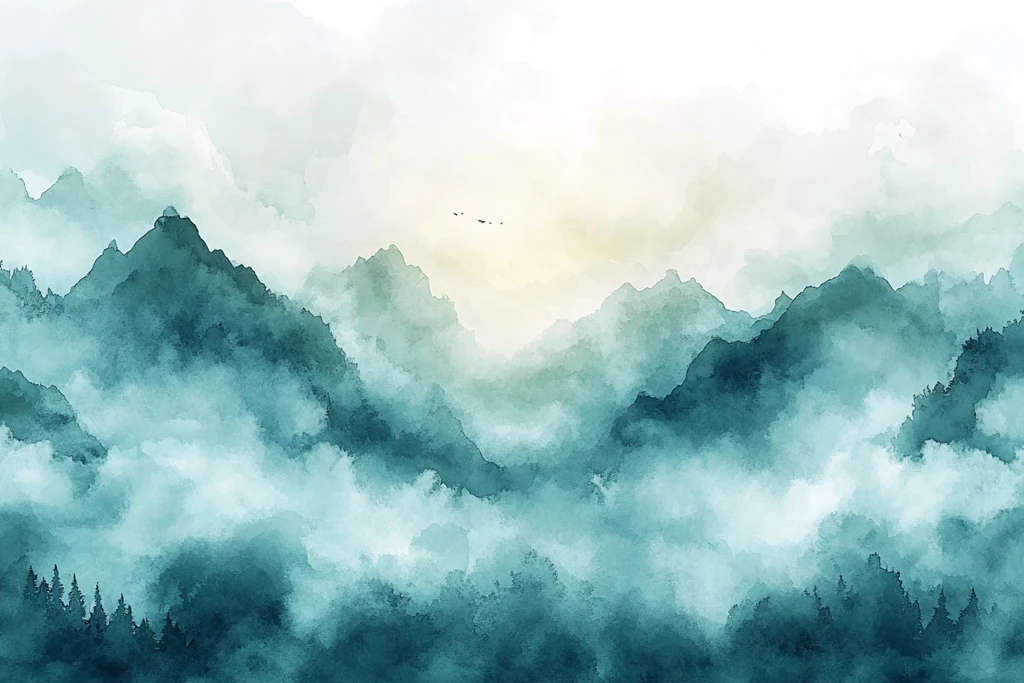 水彩天空绿渐变