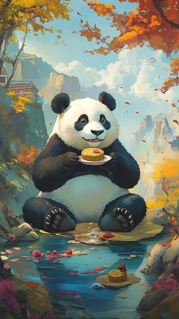 熊猫吃月饼