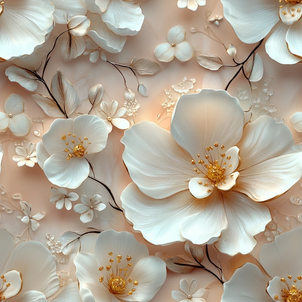 白花绿叶粉背景